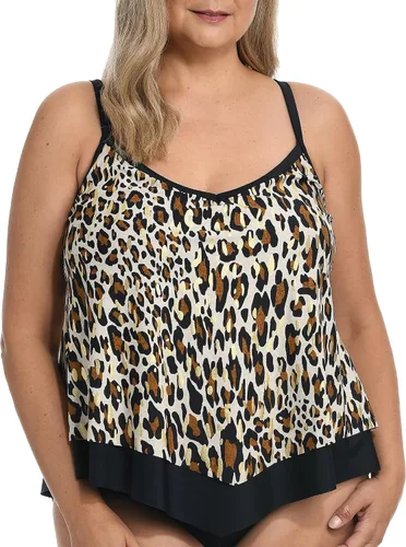 Vista 11 de Maxine of Hollywood Traje de baño tankini con cuello en V para mujer Negro/ Isla Verde