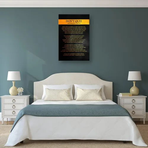 Vista 2 de Arte de pared en lienzo enmarcado con poema Don't Quit, póster motivacional, imágenes inspiracionales para sala de estar, regalo de poesía enmarcado