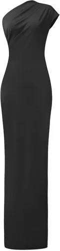 Vista 3 de MINGE Vestido largo sin mangas con un hombro fruncido y abertura alta, elegante, para noche, cóctel, fiesta, verano, vestido largo ajustado
