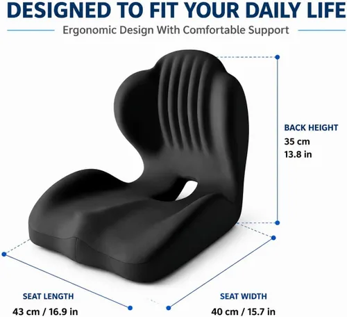 Vista 7 de L-Shaped Ergonomic Seat Cushion with Lumbar Support for Office Chair Beige