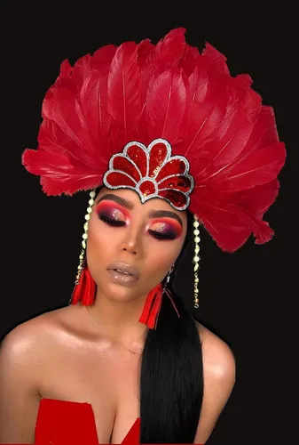 Vista 4 de HOMELEX Tocado de plumas negras para mujer, accesorios de carnaval caribeño