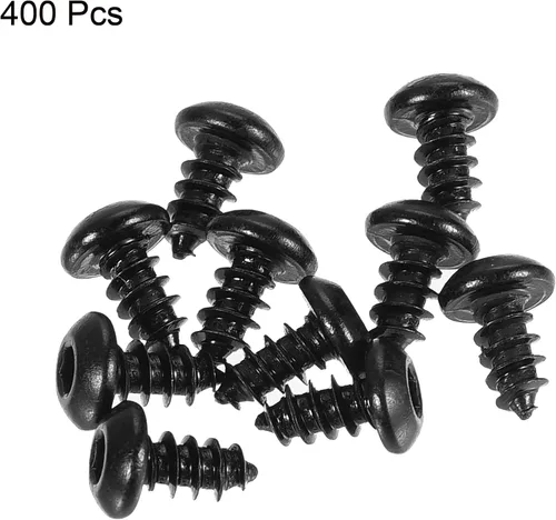 Vista 3 de uxcell Tornillos autorroscantes hexagonales, tornillo de madera de acero al carbono M3 x 0.236 in 400pcs