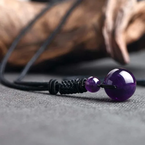 Vista 5 de iSTONE Collar unisex con dije de cuentas redondas auténticas, cadena de cuerda negra de 24 pulgadas para hombres y mujeres