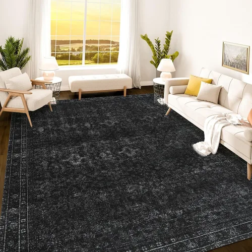 Vista 394 de Istana Alfombra larga antideslizante de 2.5 x 8 para el hogar, para pasillo y cocina, lavable, sedosa y suave al tacto, elegante, color azul y marfil