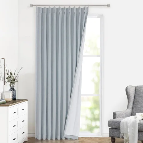Vista 34 de Vision Home Cortinas marrones con pliegues pinzados, opacas completas, cortinas de ventana de lino mezclado para oscurecer la habitación, cortinas