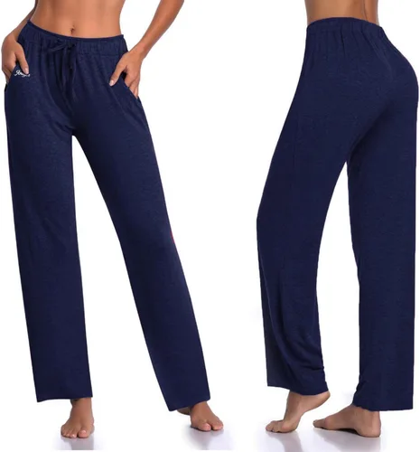 Vista 15 de Pantalones largos de modal, cómodos, con cordón ajustable, sueltos, de pierna recta, para yoga, correr, hacer deporte, con bolsillos