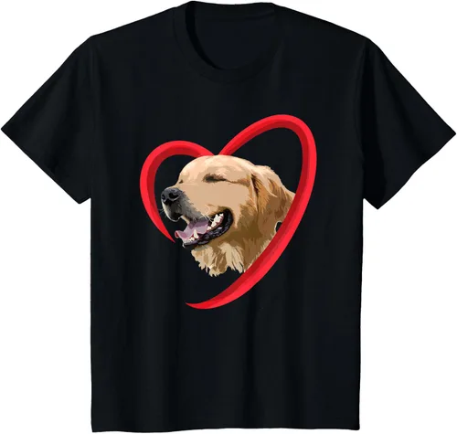 Vista 33 de Golden Retriever Corazón, regalo para ella, camiseta del día de San Valentín, Negro
