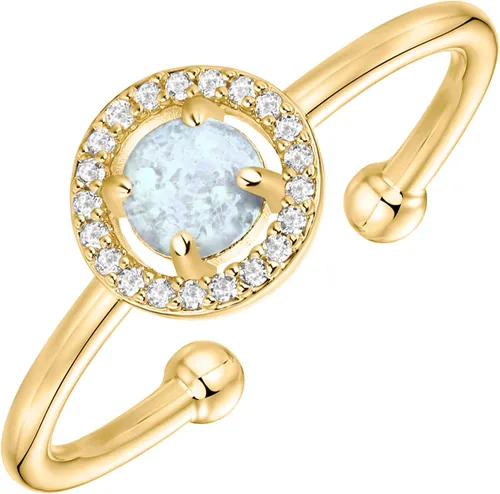 Vista 20 de PAVOI 14K Gold Plated Adjustable Created Opal Rings - Stacking Rings for Women