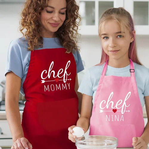 Vista 8 de Delantal personalizado para niños para cocinar, delantal para niños pequeños para niñas y niños, delantales de chef para mujeres, regalo de Navidad