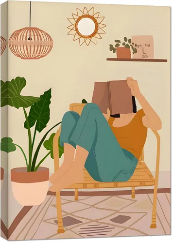Vista 10 de Lienzo con estampado bohemio de mujer negra y flores, decoración de niña afro, póster de moda, enmarcado listo para colgar
