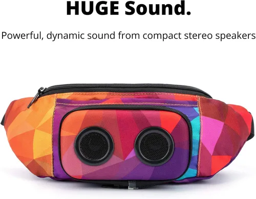 Vista 3 de La cangurera número 1 con altavoces. Riñonera Bluetooth para fiestas/festivales/ravos/playa/barcos. Recargable, funciona con iPhone y Android. #1