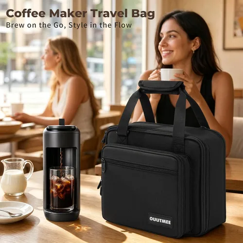 Vista 7 de Bolsa de transporte para cafetera compatible con Keurig K-Mini Mate, bolsa de almacenamiento portátil de una sola porción con bolsillos adicionales