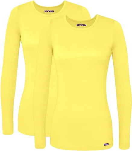 Vista 13 de Sivvan Scrubs for Women - Long Sleeve Comfort Underscrub Tee 2-Pack Negro