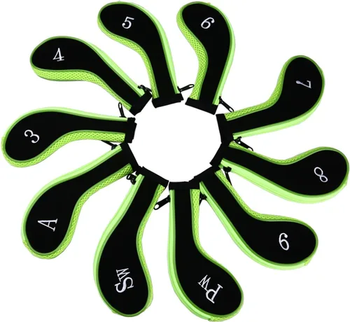 Vista 9 de Neopreno Cremallera Golf Club Hierro Cabeza Cubiertas Hierro Cubiertas 10pcs/Set Iron Covers, Multiple Colors for Option, Neoprene