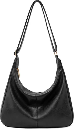 Vista 14 de NIUEIMEE ZHOU Bolsos Hobo para mujer Bolso de hombro de cuero vegano plegable Bolso de mano holgado Bolso bandolera