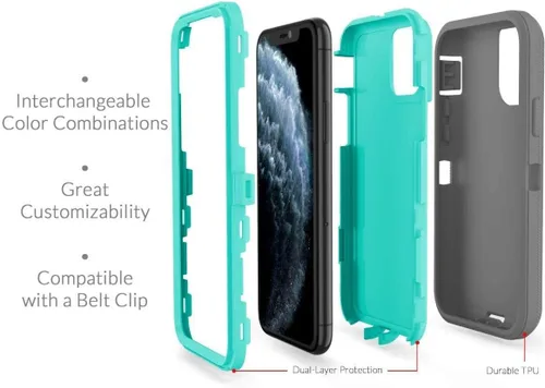Vista 2 de Defender - Funda protectora compatible con iPhone 12 Pro Max, funda híbrida a prueba de golpes, diseño de doble capa, cubierta dura diseñada