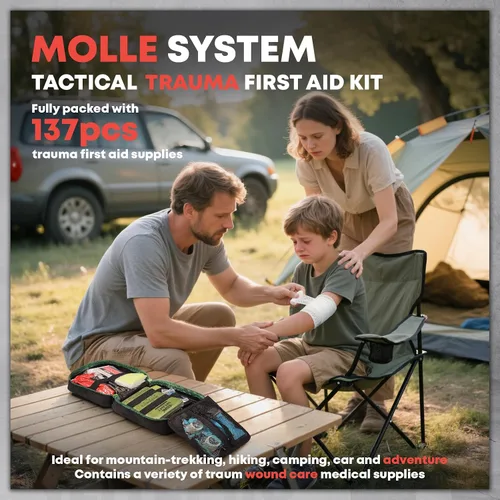 Vista 6 de Kit de primeros auxilios de supervivencia - Kit de trauma IFAK con vendaje de trauma, férula, torniquete, cuidado de heridas, control de sangrado