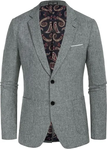 Vista 7 de PJ PAUL JONES Chaqueta deportiva casual para hombre, chaqueta de negocios ligera con dos botones