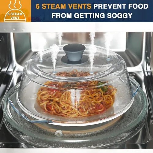 Vista 4 de lopeztek Cubierta de vidrio para salpicaduras de microondas, fundas de horno de microondas de vidrio para alimentos, protector de salpicaduras