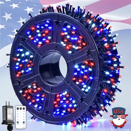 Vista 24 de JMEXSUSS Guirnalda de 250 luces LED que cambian de color, 11 modos, luces cálidas y multicolor para árbol de Navidad con luces de Navidad remotas al