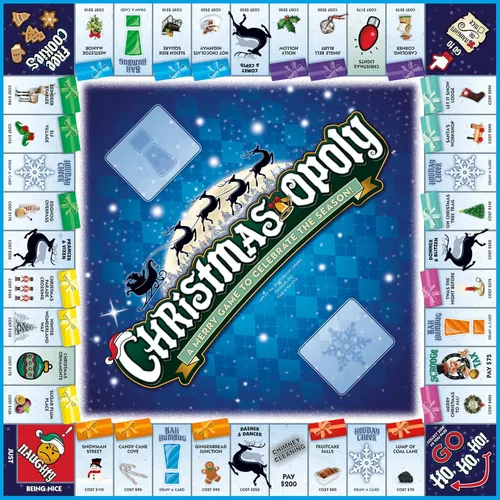 Vista 4 de Late for the Sky Juego de mesa Christmas-Opoly: juego de fiesta familiar para 2 a 6 jugadores, a partir de 8 años, juego festivo para coleccionar