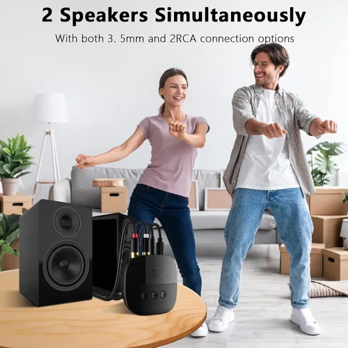 Vista 5 de eppfun Receptor Bluetooth 5.2, adaptador de audio Bluetooth con NFC, USB, ranura para tarjeta TF, AUX/RCA de 0.138 in para sistema estéreo