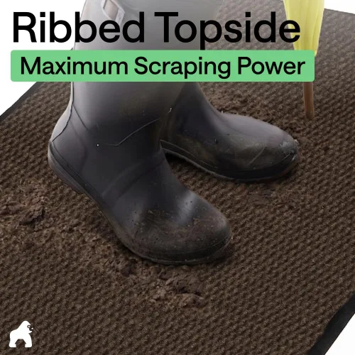 Vista 74 de Gorilla Grip - Tapete afelpado original de goma con perfil bajo, resistente, duradero, impermeable y fácil de limpiar para interior y exterior Marrón