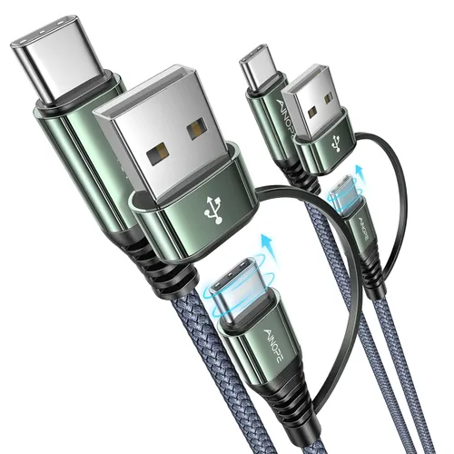 Vista 17 de Cable AINOPE USB C a USB C, Cable USB C de 1 Pie de Carga Rápida con Adaptador USB a USB C, Cable USB a USBC de 60W para iPhone 17 Pro Max Air, Gris