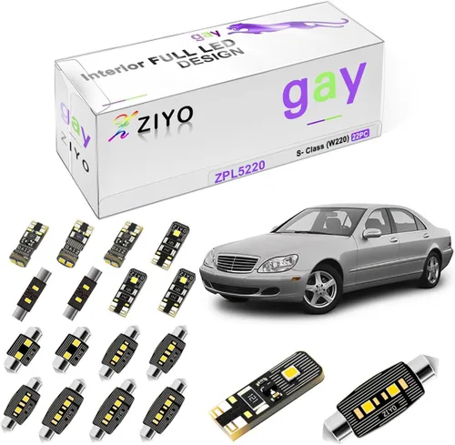 Vista 10 de ZIYO ZPL5140 - Kit de luz interior LED de repuesto para Mercedes Benz Clase S W140 1991-1999, 6000K xenón blanco cúpula bombillas Upgrage sin