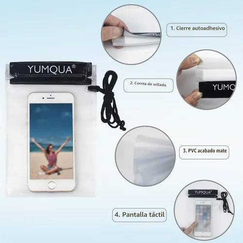 Vista 4 de YUMQUA Bolsa impermeable transparente, bolsa impermeable para documentos, soporte para pasaporte, funda hermética para mapas, bolsa impermeable a