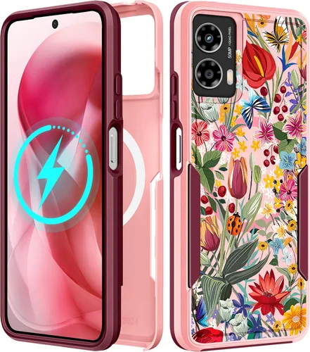 Vista 147 de Funda para Moto G 5G 2024 – Compatible con MagSafe para mujeres y niñas, bonita funda protectora magnética para teléfono, diseño femenino Kawaii