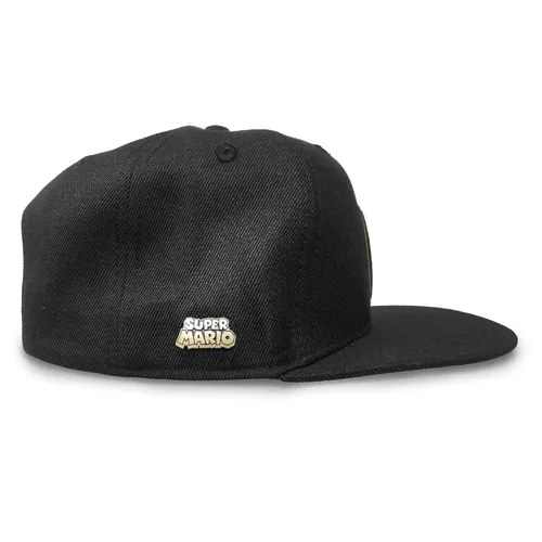 Vista 3 de Controller Gear Super Mario Flat Bill Snap Back Hat (Black & Gold Mario M)