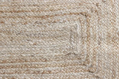 Vista 5 de Alfombra de borde festoneado, alfombra tejida a mano de yute natural, 2 x 3 pies, color beige y negro, alfombra de sisal trenzada Kilim para sala