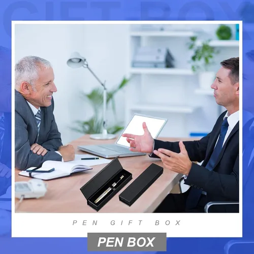 Vista 6 de Gersoniel 6 cajas para bolígrafos de regalo, estuche negro vacío para bolígrafos con cojín, caja de cartón, vitrina para regalo de joyería, regalo
