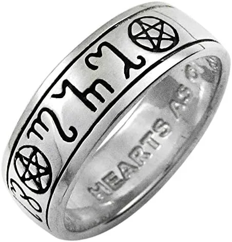 Vista 3 de Anillo de boda de plata de ley Theban Pentáculo, talla 4-15