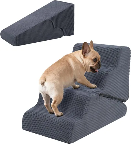 Vista 14 de Rampa para perros para cama, escaleras extra anchas de 20 Beige