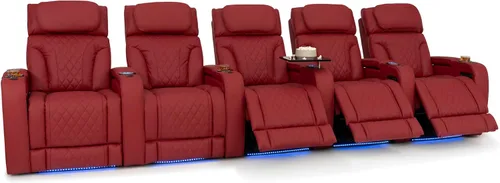 Vista 46 de Seatcraft Luminis 365 - Asiento de cine en casa (fila de 2 biplazas), color carmesí