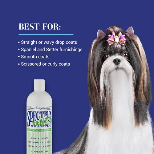 Vista 6 de Chris Christensen Spectrum Ten Champú para perros, acicalar como un profesional, limpieza suave, brillo magnífico, fabricado en EE. UU., 16.0 fl oz