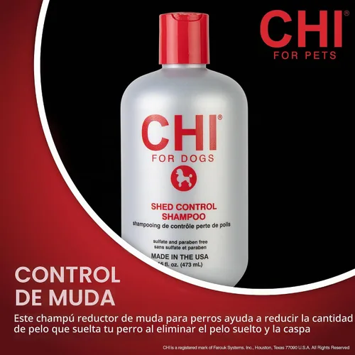 Vista 2 de CHI para Perros Champú Control de Caída - Lavado Anti-Caída para Perros con Exceso de Pelo y Cabello Suelto - Fórmula Suave para Todos los Tipos