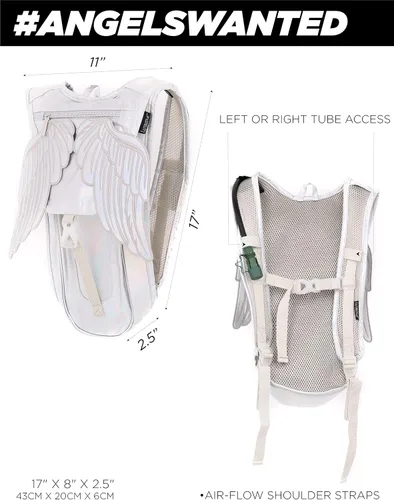 Vista 7 de Fydelity Mochila de hidratación para festivales ANGEL WINGS paquete de hidratación para festivales, equipo retro, mochila de hidratación