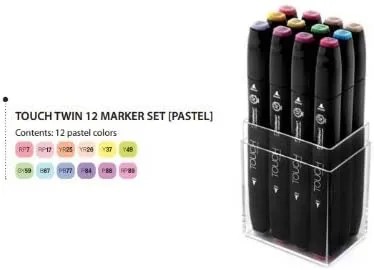 Vista 2 de ShinHan Touch Twin Marker Set 12 Pastel