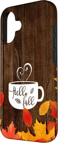 Vista 2 de Hello Fall - Taza de café para iPhone 16, diseño de hojas de otoño