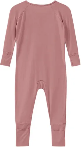Vista 5 de Pijama de viscosa de bambú sin pies para niños y niñas, pijamas con cremallera para dormir y jugar, mameluco - 0-24 meses