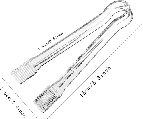 Vista 4 de Paquete combinado de 12, 6 pinzas de plástico para servir, mini pinzas de cocina, pinzas de cocina y 6 cucharas de plástico transparente