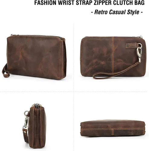 Vista 53 de Funda de piel de grano superior para hombre y mujer, múltiples bolsillos/ranuras, RFID de gran capacidad para tarjetas, cheques, dinero, pasaporte