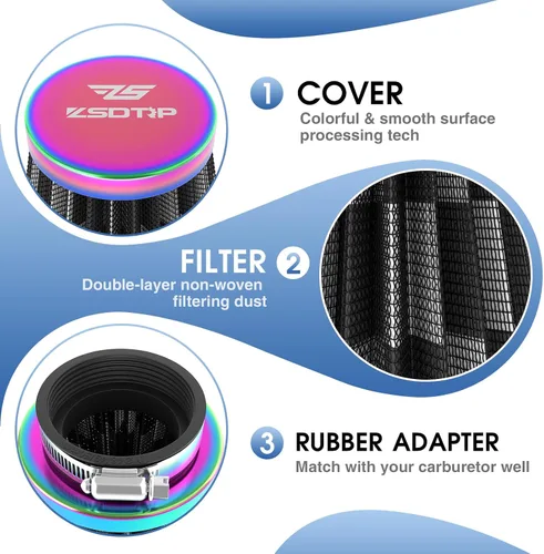 Vista 5 de Filtro de aire de motocicleta de 1.496 pulgadas para ATV SSR TTR Dirt Bike Pit Bike Mini Bike GY6 Scooter Motocicleta Filtro de aire de alto