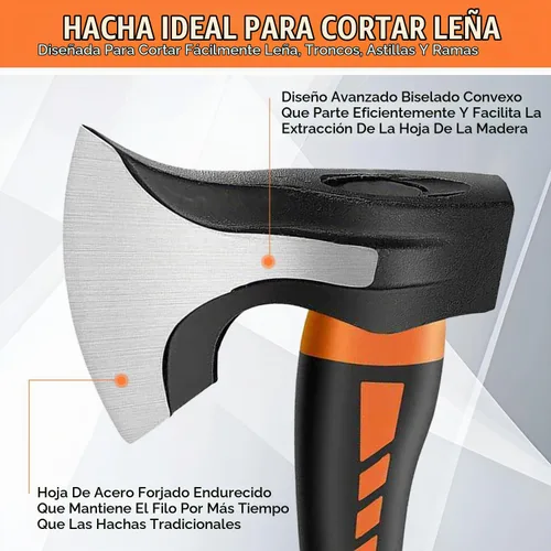 Vista 4 de Mazo Divisor de Madera de 15" - 2.5 lb. Mazo Divisor, Hacha de Campamento para Leña, Mango Antideslizante que Absorbe Impactos - Hacha Divisora