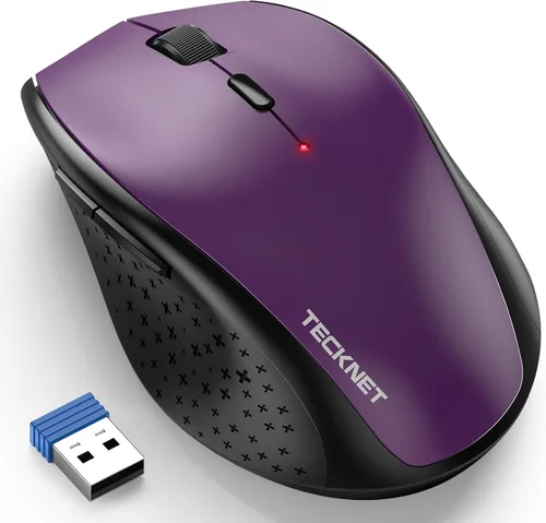 Vista 10 de TECKNET Mouse inalámbrico, mouse USB de 2.4 G con 6 niveles ajustables 3200 DPI, batería de 30 meses, empuñaduras ergonómicas, 6 botones portátiles
