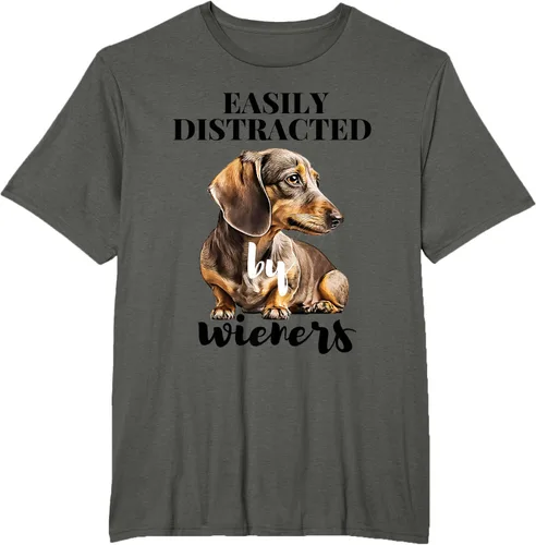 Vista 5 de Easy Distracted By Wieners Dachshund - Camiseta divertida para perro Weiner, Azul