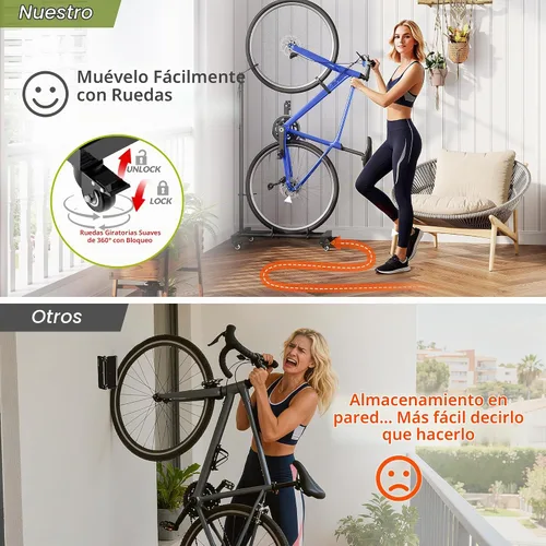 Vista 5 de Sttoraboks Soporte vertical de estacionamiento para bicicletas, altura ajustable para ruedas de 29 pulgadas, ahorro de espacio e independiente